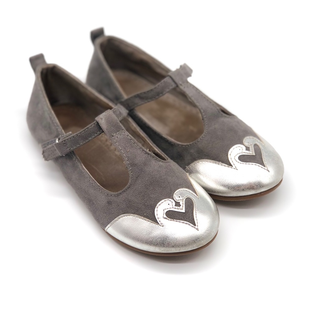 Gray Suede Kissing Swan Mary Janes size 10 1/2